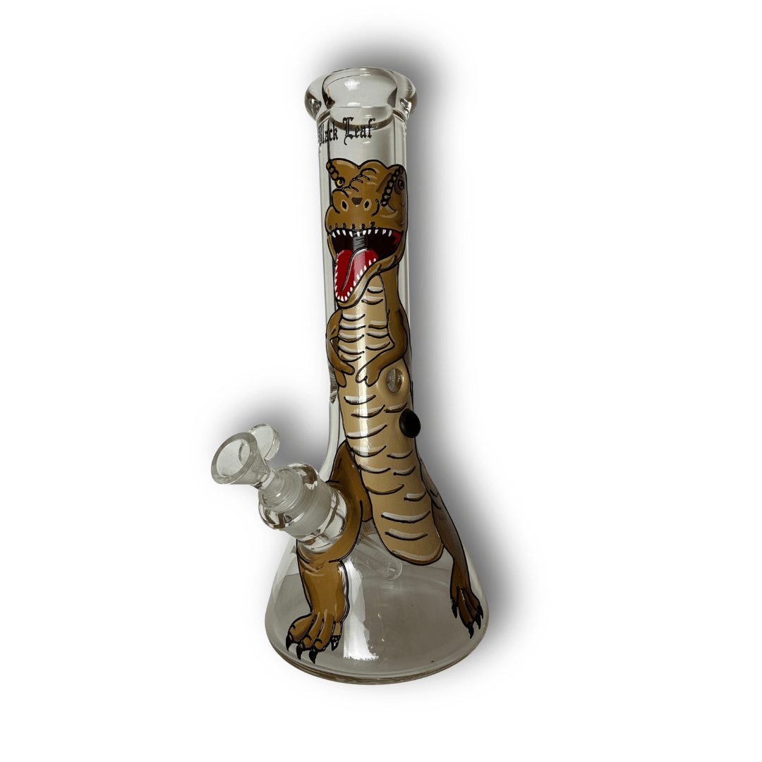 BlackLeaf | Bong di vetro | Bong con dinosauro disegnato | Accessorio per fumatori - SPUMONI