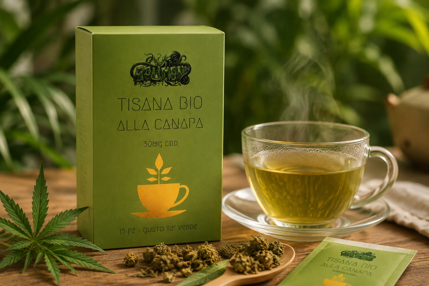 Tisana Bio alla Canapa | Tè Verde | 15 Filtri | Spumoni Growshop
