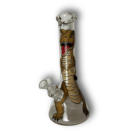 BlackLeaf | Bong di vetro | Bong con dinosauro disegnato | Accessorio per fumatori - SPUMONI