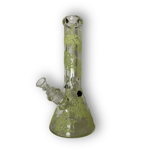 BlackLeaf | Bong di vetro | Bong con foglie fosforescenti | Accessorio per fumatori - SPUMONI