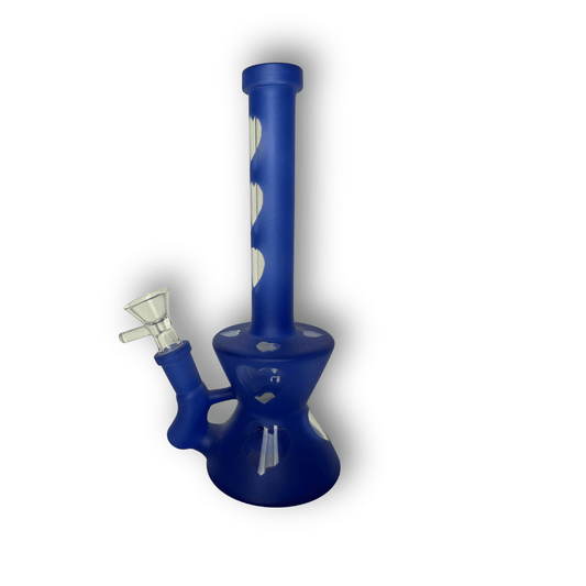 BlackLeaf | Bong di vetro | colore blu opaco con cuori | Accessorio per fumatori - SPUMONI