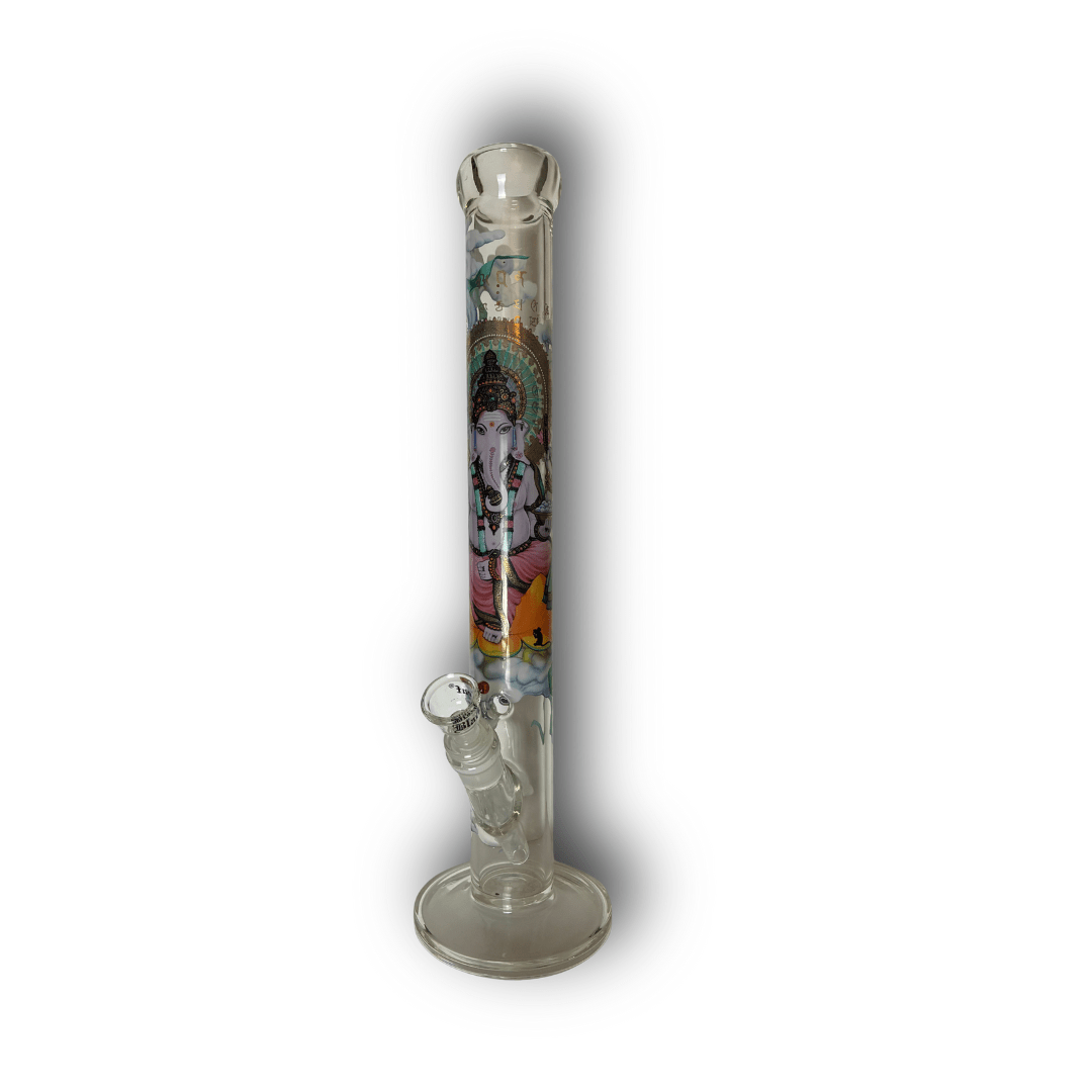BlackLeaf | Bong di vetro | con decorazione Ganesh | Accessorio per fumatori - SPUMONI