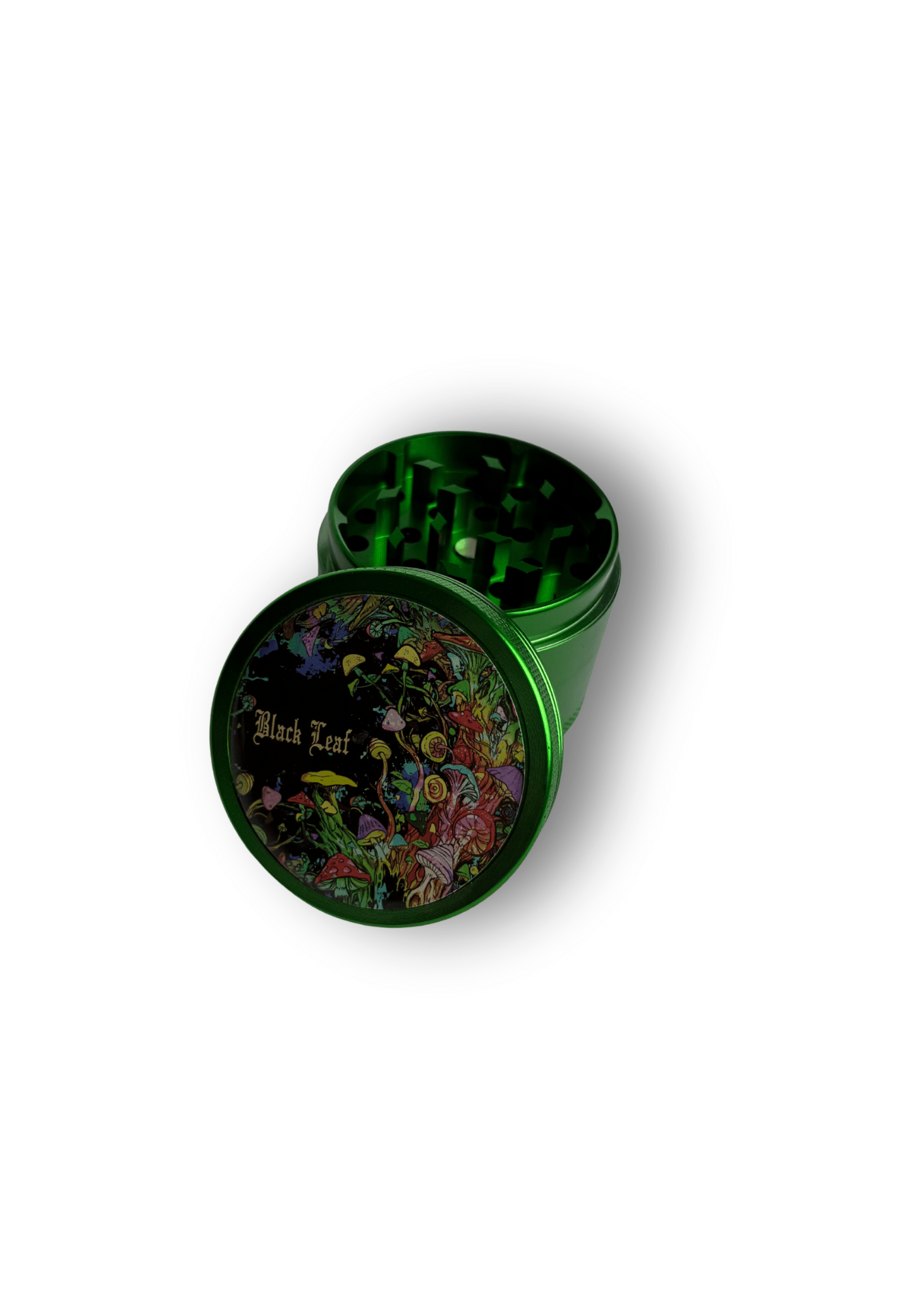 BlackLeaf | Grinder di metallo | con funghi | Accessorio per fumatori - SPUMONI