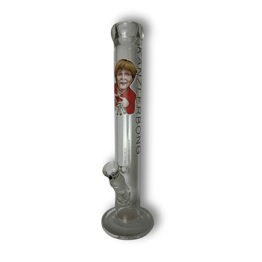 BlackLeaf | KanzlerBong | Bong di vetro trasparente con disegno | Accessorio per fumatori - SPUMONI