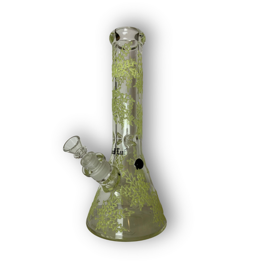 BlackLeaf | Bong di vetro | Bong con foglie fosforescenti | Accessorio per fumatori