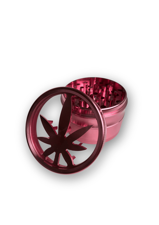 Grinder | Grinder di metallo rosa | con foglia | Accessorio per fumatori - SPUMONI