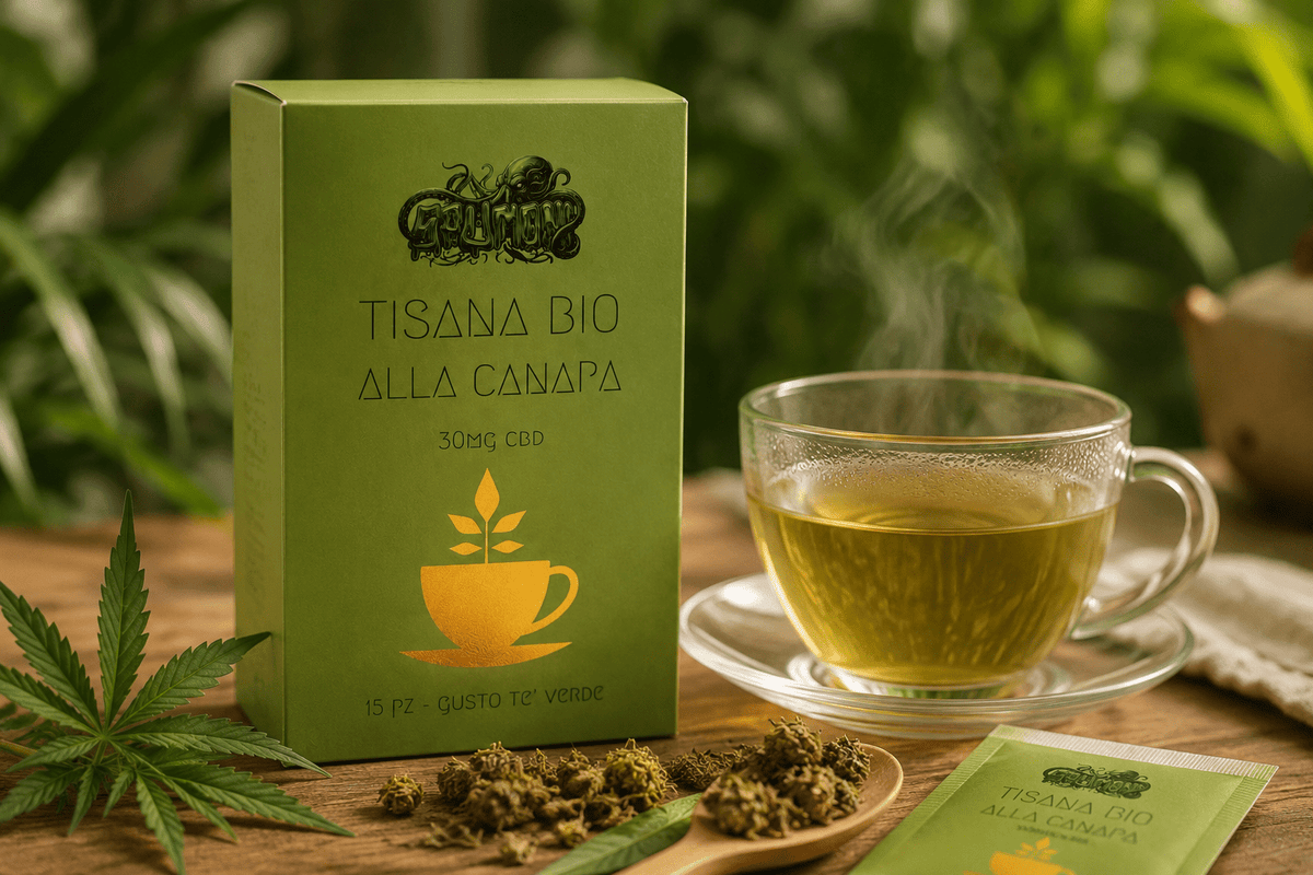 Tisana Bio alla Canapa | Tè Verde | 15 Filtri | Spumoni Growshop - SPUMONI